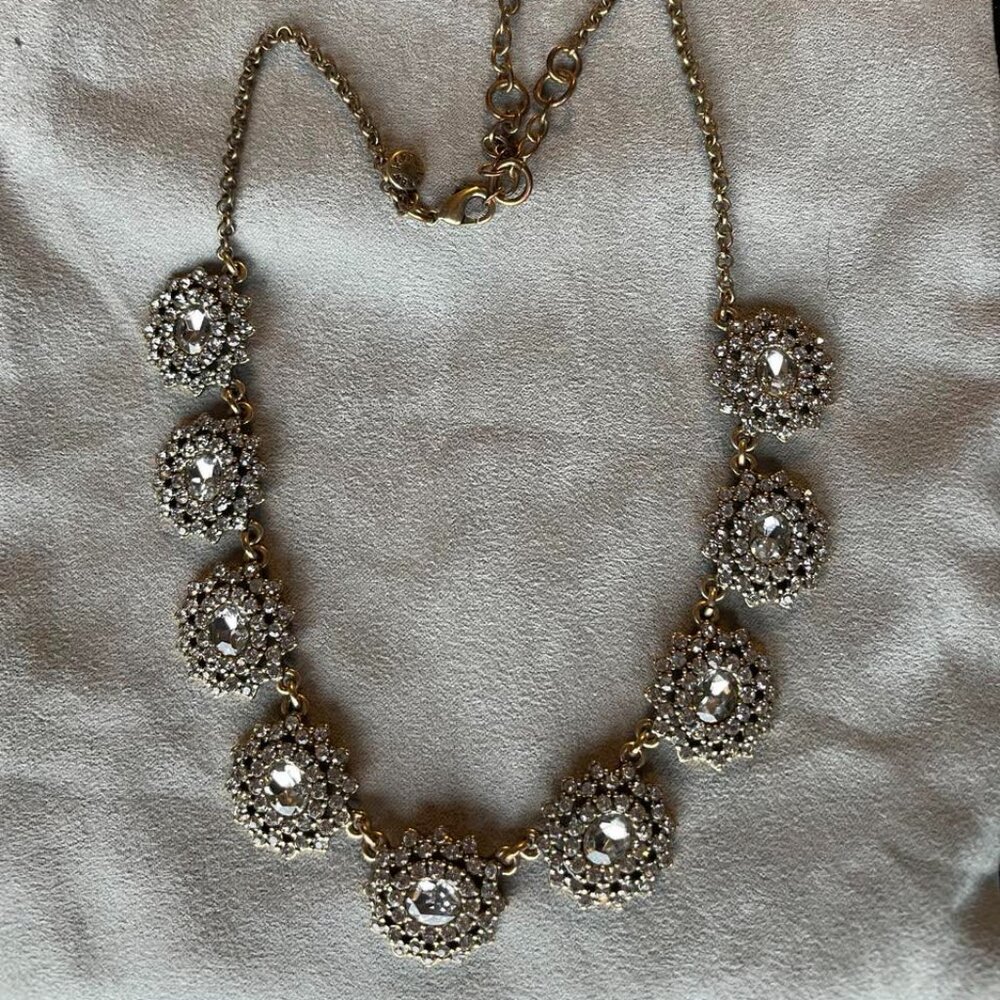 J.Crew 10.5 inch gold tone crystal necklace